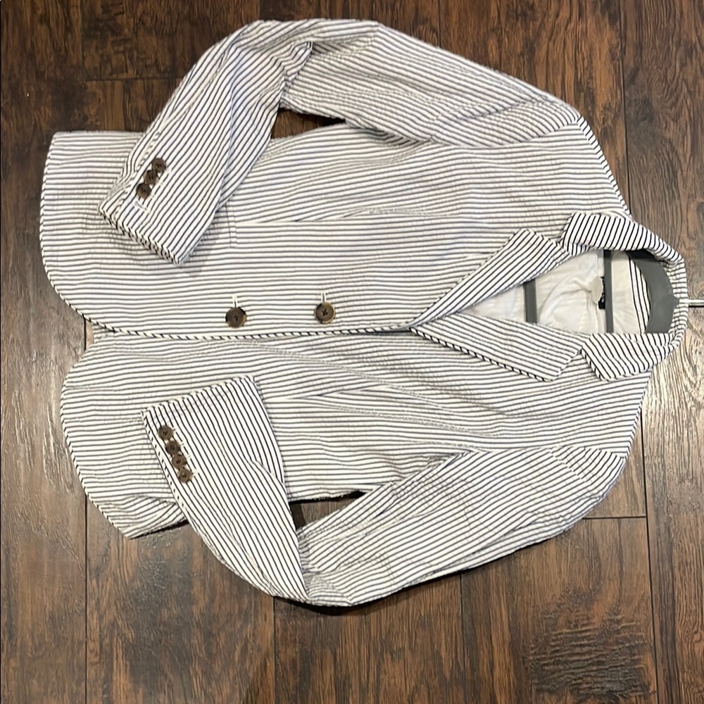 Striped Blazer with Button Details